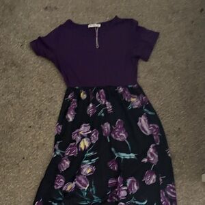 Elegant Purple Floral Kids Dress